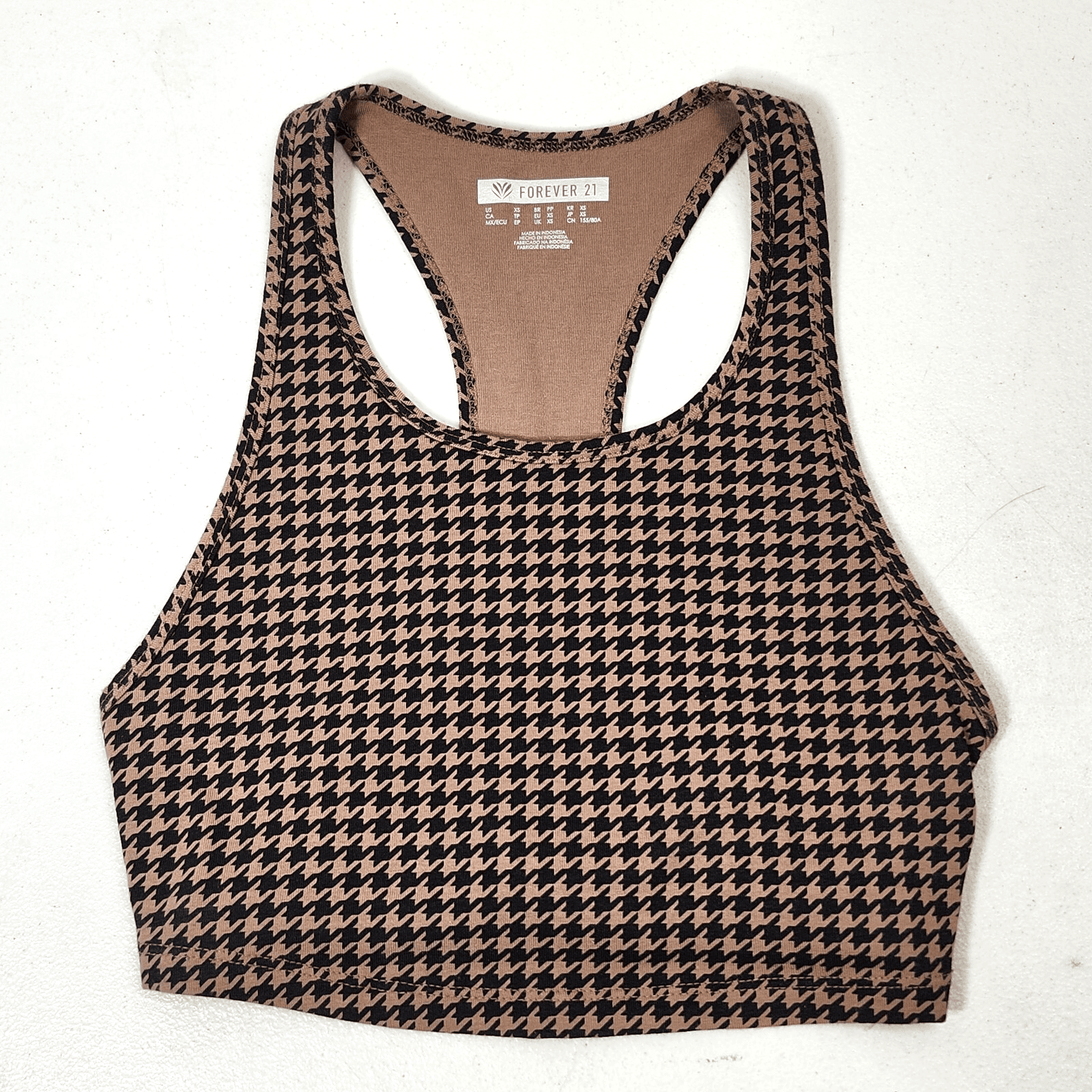 Forever 21 Womens XS Cropped Tank Top Shirt Black Brown