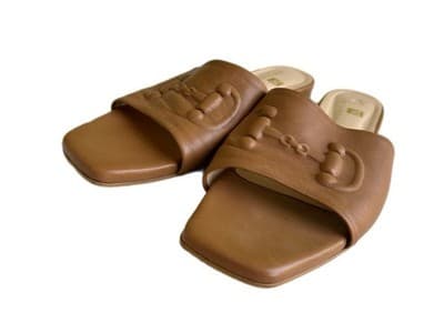 10 BRUNO MAGLI NUDE BEIGE GENUINE LEATHER HORSEBIT SLIDES SHOES FLATS OLD MONEY
