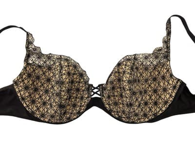 STUNNING 42C Black Scalloped Lace Vassarette Bra Lingerie Embroidered Vintage