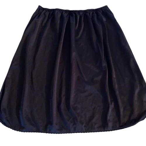 Vintage Black Vanity Fair Half Slip Mini Skirt Shiny Lingerie Medium Side Slits