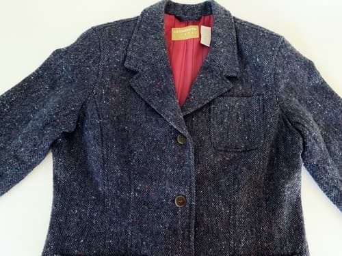 Vintage Women’s Jacket Blue Tweed Liz Claiborne Lizwear 14 Petite Blazer