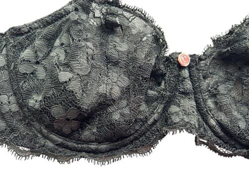 Victorias Secret Black Bra Push Up Without Padding Pinup Pink Rosette Rose 34D