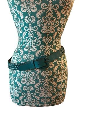 Size Small Vintage Aqua Braided Rope Leather Belt Women’s Coachella Turquoise