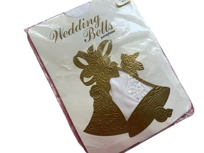 WEDDING BELLS APPLIQUÉ PANTYHOSE AVERAGE WHITE BRIDE BRIDAL NEW NYLON HOSE GIFT