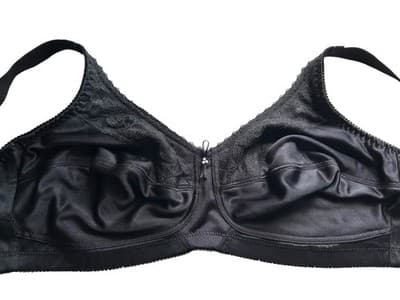 Wire Free Black Lace Wireless Bra Almost U 40C Lingerie Soft Cups Pearl Bow