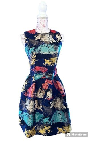 Holly Bracken Cocktail Party Dress Lame' Glitz XS 60's Style Fit & Flare Holiday