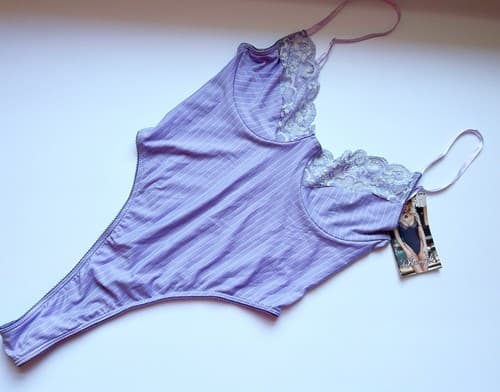 Lavender Purple Pin Striped Lace Romper Bodysuit Teddy Lingerie One Piece S NWT
