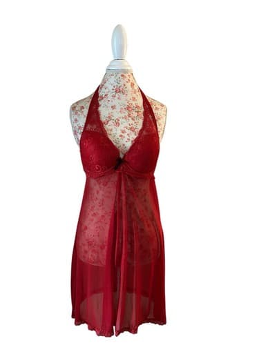 Marilyn Monroe Red Nighty Chemise Lingerie XL Lace Flowy Babydoll Sexy Volup