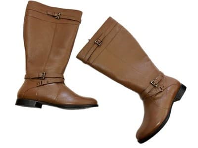 SIZE 8.5 WW Wide Shaft & Sole Camel Brown Genuine Leather Tall Boots Boho Shoes