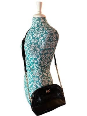 Vintage Y2K ANNE KLEIN Black Moc Croc Old Money Chain Handbag Crossbody Purse