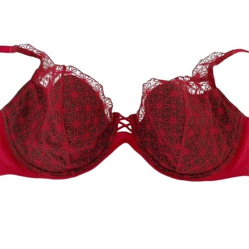 Vassarette Red Bra 42C Lingerie Scalloped Trim Flattering Fit