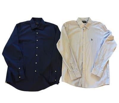 U.S. Polo Assn Set Of 2 Mens Shirts 16 1/2 Fitted Long Sleeves Large Arrow Pony
