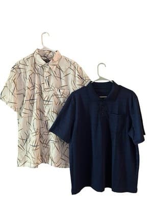 Set Of 2 Mens Shirts Size Large Short Sleeves Navy Croft & Barrow Spring Summer