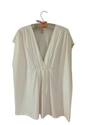 Size 1X Plus Size Cotton Women’s Top Shirt Cream Stretchy Blouse Babydoll Spring