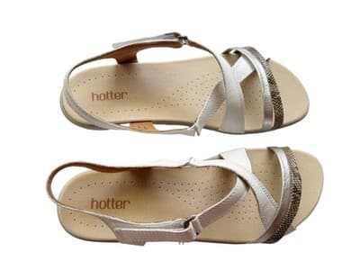 SIZE 10 HOTTER BRAND NEW WHITE LEATHER WOMEN’S SHOES SANDALS SPRING SUMMER BOHO