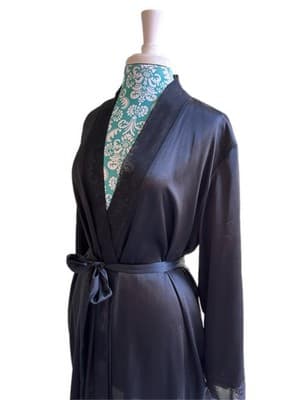 XL SHINY LIQUID SATIN ROBE SPARKLE SLEEVE Embroidered Sequin LINGERIE BED JACKET