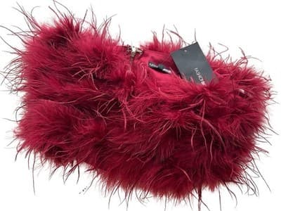 Burgundy Fashion Nova Crop Top Feather Tube Top Bandeau Bustier Lingerie