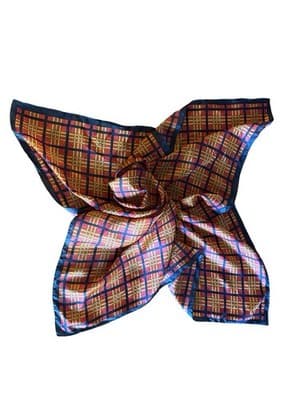 Vintage Black & Red Large 100% Silk Scarf Gold Plaid
