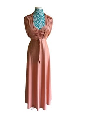 Vintage 1970’s Maxi Dress & Matching Shrug Blush Nude Sundress Fall Suit Set