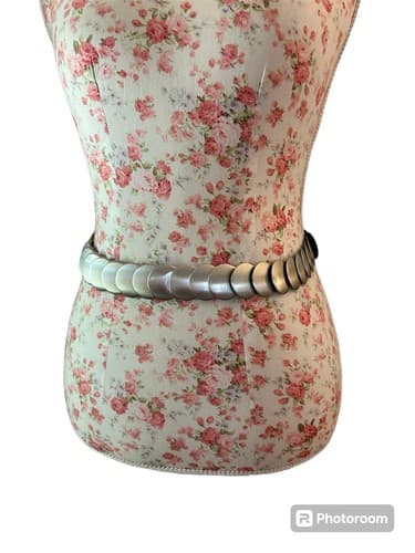 Vintage Elastic Belt Coin Silver Signed 94 GRD Glamrock Concho Stretch 1990’s