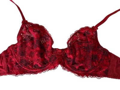 Adore Me Bra Womens Size 36A Red Sexy Lingerie Floral Scalloped Lace Bows