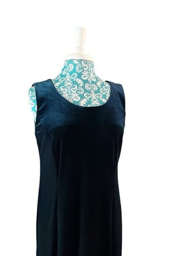 Vintage Long Emerald Green Velvet Stretch Maxi Dress 12 Christmas New Years Eve