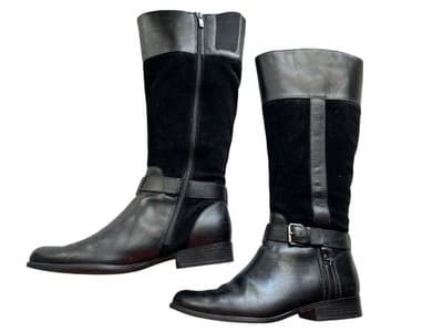 10.5 Women’s Anne Klein Vintage Black Tall Genuine Leather Suede Boots Shoes