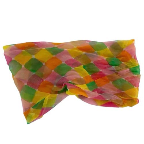 Vintage 1960’s Head Scarf Mod Neck Mod Orange Yellow Green Infinity Dayglo