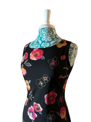 Vintage Y2K Maxi Dress Floral Long Skinny Fit Stretchy Black Pink Coral Roses