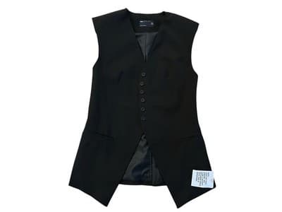 ASOS Black Skinny Fit Vest Long Size 4 Old Money Classic Elegant