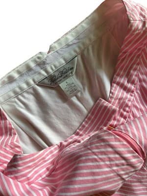 Brooks Brothers Women’s Size 8 Pink White Cotton Lined Stretch Pinstriped Skirt