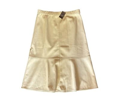 NWT $79 Medium J Jill Creamy Yellow Beige Faux Leather Maxi Midi Skirt Boho