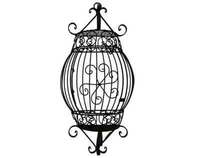 Vtg Large 24” French Metal Scrolled Cage Wall Decor Wrought Iron Shabby Chic