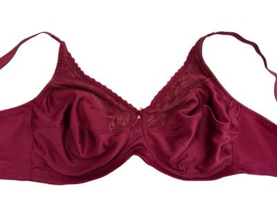 Wire Free Burgundy Wine Lace Wireless Bra Almost U 40D Lingerie Soft Cups