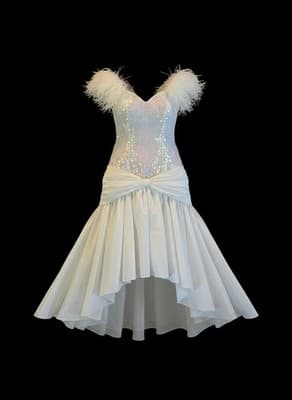 Vintage 1980’s White Sequin FEATHER Sparkle Dress Prom Formal Party Union Label