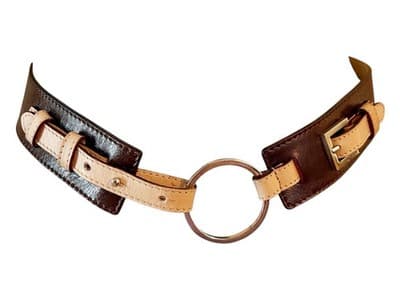Gorgeous Dark Brown Silver Leather Belt Old Money Y2K Modern Boho Chain Circle S