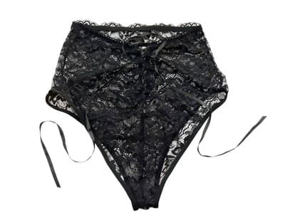 Vintage Panty Underwear French Cut Thigh Lace Ribbon Closure High Waist Y2K
