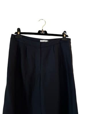Size 8 Badgley Mischka Wide Leg Pants Navy Blue 100% Linen Women's Current Trend
