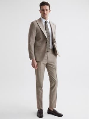 SIZE 32 REISS NWT PEW PUPPYTOOTH TROUSER $290 SLIM FIT WOOL BROWN PANTS SLACKS