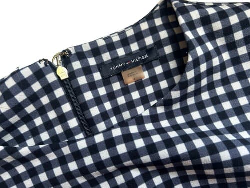 4 Tommy Hilfiger Jumpsuit Navy Blue White Gingham Check Pants Romper One Piece
