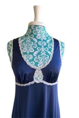Vintage Nightgown Dress VANITY FAIR Navy Blue 1970’s Long Gown Lingerie