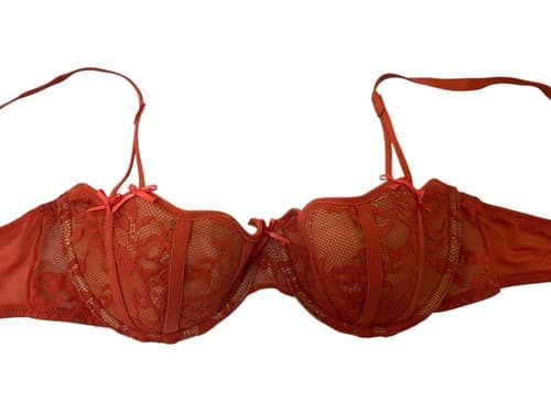 Adore Me Rust 34C Bra Bow Accents Push Up Bralette Lingerie Floral Lace