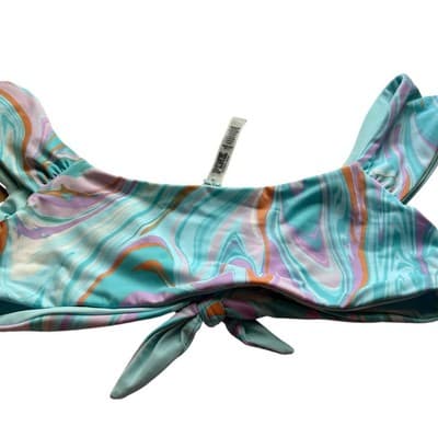 Victorias Secret NWT Bikini Top Bralette Aqua Coral Bow Tie Knot Back Lavender