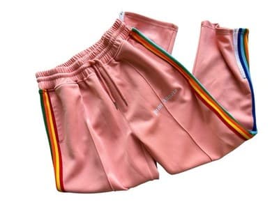 Palm Angels Tracksuit Bottoms Pants M Peach Joggers Ankle Zip Authentic Rainbow