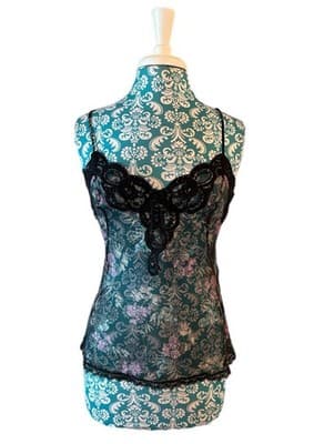 Size 34 Vintage Vassarette Lingerie Camisole Chiffon Floral Sheer Fairycore