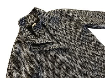J. Crew City Coat Tweed Zip Front Stand Up Collar Black Womens 8 Old Money Luxe