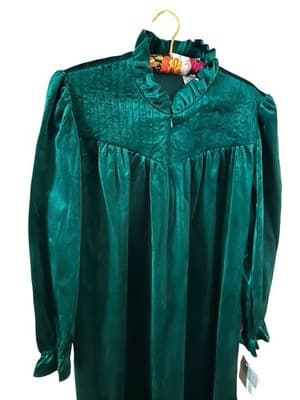 NWT NOS Size M Vintage Appel Emerald Green Housecoat Robe Zip Front Grannycore