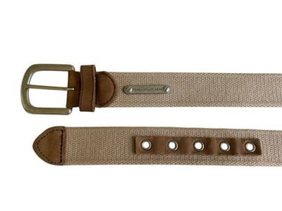 Fossil Utility Gear Belt Leather Trim Tan Cloth Casual Men's 36 Spring Summer