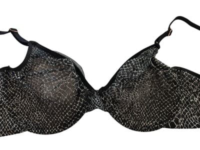 Bra 40C Black Nude Lingerie Bra Smart & Sexy Animal Print Mesh Modern Minimal