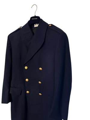 Vintage French Pea Coat Paris Air Force Gold DMP Buttons Military Mens Uniform